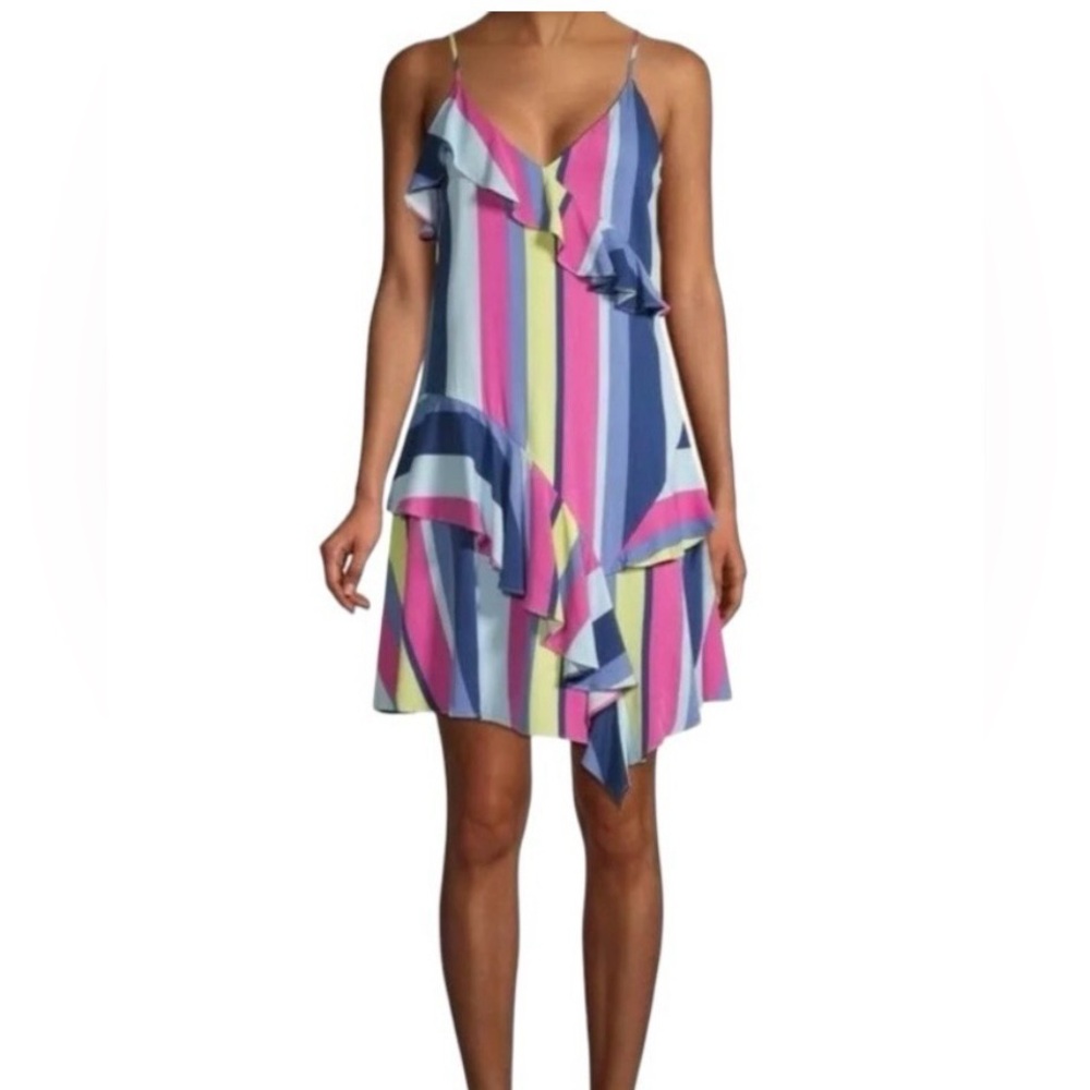 Parker sleeveless asymmetrical ruffle dress size S